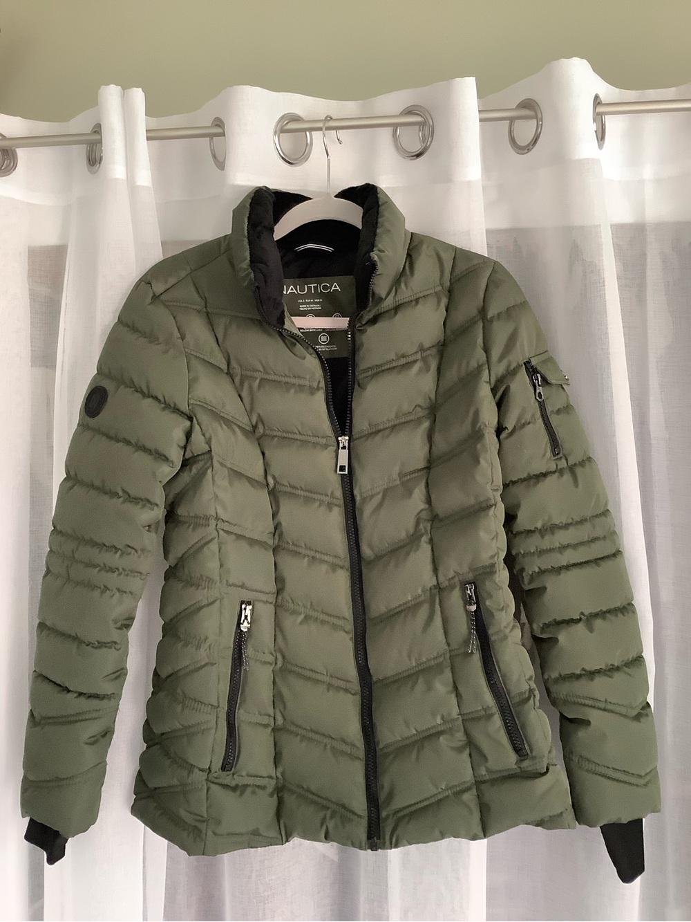 Nautica Olive Green Quilted Women's Puffer Jacket